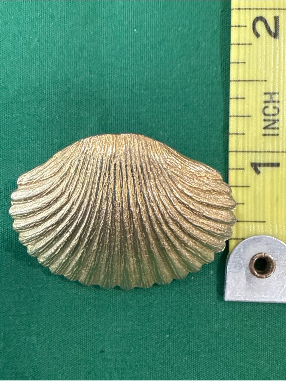 Gold Tone Ribbed Shell Pin. 124B - Picture 4 of 4